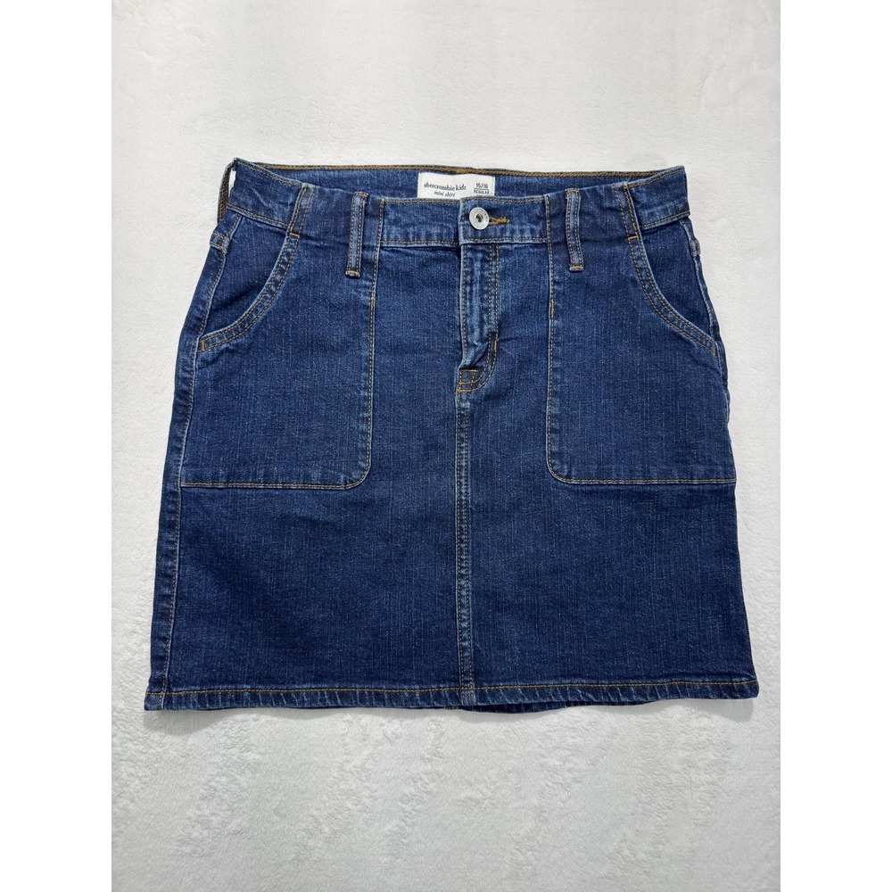 Abercrombie Kids Mini Skirt Girls 15/16 Blue Denim Front Pockets Casual School
